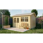 Tuindeco Southampton Blokhut 540x540 cm 58 mm vuren blank- Zadeldak- Onbehandeld vurenhout- Tuindeco