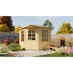 Tuindeco Slane Blokhut 1400x490 cm 70 mm vuren blank- Zadeldak- Onbehandeld vurenhout- Tuindeco