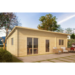Tuindeco Las Blokhut Palmas 850x595 cm 44 mm vuren blank- Lessenaarsdak- Onbehandeld vurenhout- Tuindeco