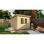 Tuindeco Helge Blokhut 250x500 cm 44 mm vuren blank- Plat dak- Onbehandeld vurenhout- Tuindeco