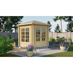 Tuindeco Nora Blokhut 363x312 cm 34 mm vuren blank- Puntdak- Onbehandeld vurenhout- Tuindeco