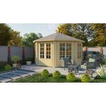 Tuindeco Lotte Blokhut 400x400 cm 44 mm vuren blank- Puntdak- Onbehandeld vurenhout- Tuindeco