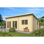 Tuindeco Moderna Blokhut 702x532 cm 44mm vuren blank- Lessenaarsdak- Onbehandeld vurenhout- Tuindeco