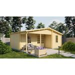 Tuindeco Charlie Blokhut 450x350 cm 40 mm vuren blank- Plat dak- Onbehandeld vurenhout- Tuindeco