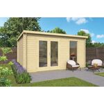 Tuindeco Gabriella Blokhut 595x400 cm 58 mm vuren blank- Plat dak- Onbehandeld vurenhout- Tuindeco