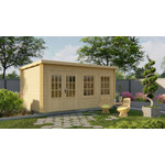 Tuindeco Dunmore Blokhut 820x520 cm 70 mm vuren blank- Zadeldak- Onbehandeld vurenhout- Tuindeco