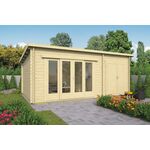 Tuindeco Robert Blokhut 260x200 cm 28 mm vuren blank- Zadeldak- Onbehandeld vurenhout- Tuindeco