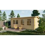 Tuindeco Novalie Blokhut 300x200 cm 19 mm vuren blank- Plat dak- Onbehandeld vurenhout- Tuindeco