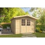 Tuindeco Minimodern Blokhut 300x200 cm 28 mm vuren blank- Plat dak- Onbehandeld vurenhout- Tuindeco