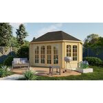 Tuindeco Hildegard Blokhut 570x380 cm 44 mm vuren blank- Plat dak- Onbehandeld vurenhout- Tuindeco