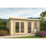 Tuindeco Salamanca Blokhut 500x500 cm 34 mm vuren blank- Zadeldak- Onbehandeld vurenhout- Tuindeco