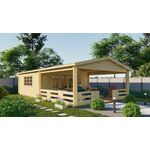 Tuindeco Big Blokhut Lauren 930x400 cm 70 mm vuren blank- Zadeldak- Onbehandeld vurenhout- Tuindeco