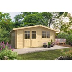 Tuindeco Berlijn Blokhut 490x530 cm 44 mm vuren blank- Zadeldak- Onbehandeld vurenhout- Tuindeco