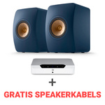 KEF Combi Deal LS50 Meta Boekenplank speaker + Bluesound Powernode EDGE (N230) Stereoversterker - Blauw/Zwart (met GRATIS speakerkabels)