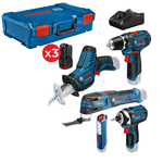Bosch Blauw 5-delig Accu Toolkit | 12V | GSR+GDR+GOP+GSA+GLI | 3x 2,0 Ah | Lader GAL 12 V-40 - 0615990N1D