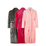 Fleece badjassen borduren sjaalkraag-grijs-s/m