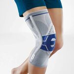 Bauerfeind Genutrain P3 met Siliconenboord Kniebrace - 5 - Links - BlauwGrijs