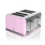 Swan Retro Broodrooster - 4 Sneden - Roze - LAATSTE KANS