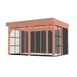 Tijdelijk 15% korting | Buitenverblijf Mensa L 675x400 cm - Combinatie 1- Plat dak- Onbehandeld lariks Douglas hout- Trendhout