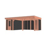 Tijdelijk 15% korting | Buitenverblijf Mensa L 850x400 cm - Combinatie 1- Plat dak- Onbehandeld lariks Douglas hout- Trendhout