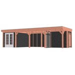Tijdelijk 15% korting | Buitenverblijf Mensa L 980x400 cm - Combinatie 1- Plat dak- Onbehandeld lariks Douglas hout- Trendhout