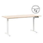 Bureau Homeworx zit/sta handmatig verstelbaar - mangohout/zwart - 75/118x160x80 cm - Leen Bakker