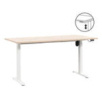 Bureau Homeworx zit/sta handmatig verstelbaar - eikenkleur/wit - 75/118x160x80 cm - Leen Bakker