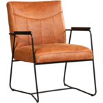 Leren fauteuil rondo 13.5 bruin, bruin leer, bruine stoel