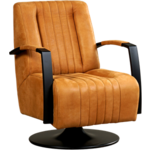 Leren stock fauteuil hug 430 bruin, bruin leer, bruine stoel