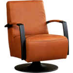 Leren fauteuil glamour 374 bruin, bruin leer, bruine stoel
