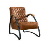 Cazy fauteuil kunstleer vintage cognac bruin - chromen onderstel.