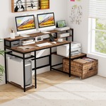 vidaXL Computerbureau 120x72x70 cm wit en eikenkleurig