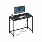 vidaXL Computerbureau 110x60x73 cm spaanplaat wit en eikenkleurig
