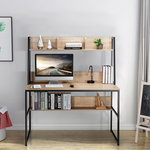 Bureau Stoer - computertafel - industrieel design - met opbergruimte - wit bruin