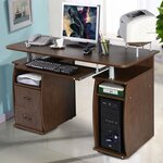 Bureau computertafel - keukentafel - metaal hout - 120 cm x 60 cm - wit met zwart tafelblad