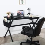 Bureau computertafel - keukentafel - metaal hout - 120 cm x 60 cm - wit met zwart tafelblad