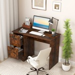 Bureau Stoer - computertafel - industrieel design - met opbergruimte - wit bruin