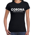 Corona connecting people drank / alcohol fun t-shirt zwart voor dames - Mexicaans bier / drinken - kleding / outfit