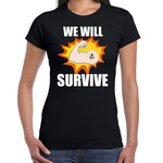 We will survive t-shirt zwart voor dames - crisis - solidariteit t-shirt / shirtje