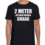 2 meter afstand houden graag t-shirt coronavirus / corona crisis zwart voor heren