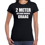 2 meter afstand houden graag t-shirt coronavirus / corona crisis zwart voor dames