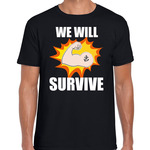 We will survive t-shirt zwart voor dames - crisis - solidariteit t-shirt / shirtje