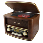 Retro platenspeler Bluetooth - Fenton Memphis - Grammofoon, cassette, mp3 speler, FM en DAB radio - Bruin