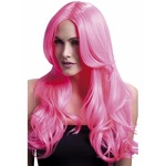 Verkleed pruik glitter/glamour - zilver - lang haar met pony - thema feest pruiken