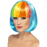 Carnaval verkleed pruik - bruin - dames - stijl lang haar - pony - synthetisch - damespruik