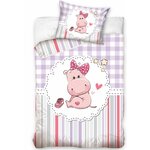 Carbotex Nijlpaard Baby Dekbedovertrek Roze - 100 x 135 cm - Katoen