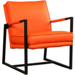 Leren fauteuil secret 68 oranje, oranje leer, oranje stoel