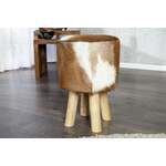 WOMO-DESIGN kruk wit/zwart, 38x36 cm, gemaakt van stoffen bekleding met houten poten