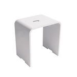 WOMO-DESIGN kruk wit/zwart, 38x36 cm, gemaakt van stoffen bekleding met houten poten