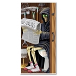Halloween deur versiering Magere Hein op toilet 76 x 152 cm